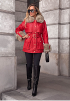 Skórzana Jacke parka z futerkiem Misty Skies Rot