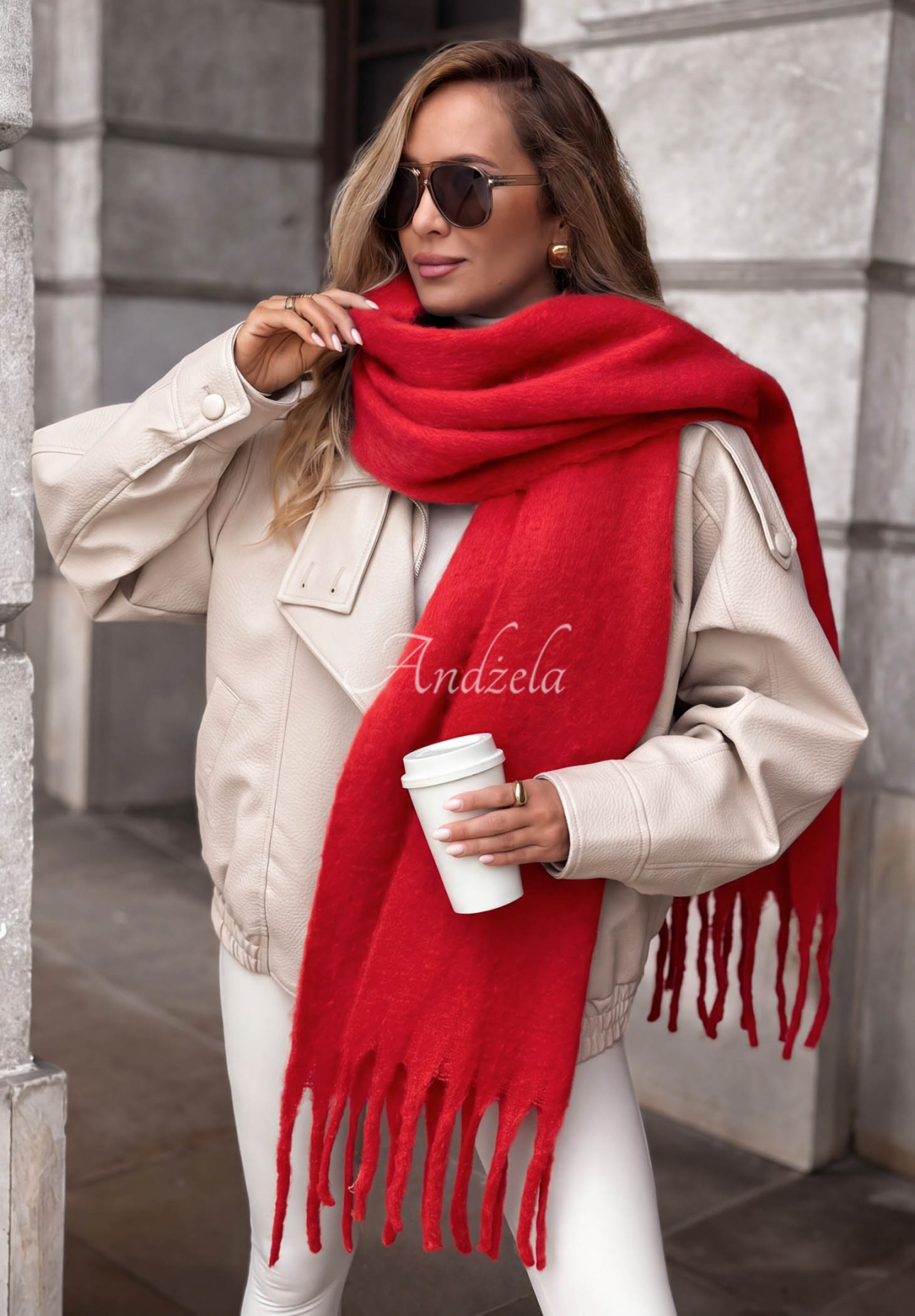 Weicher Schal mit Fransen Snow Darling Rot