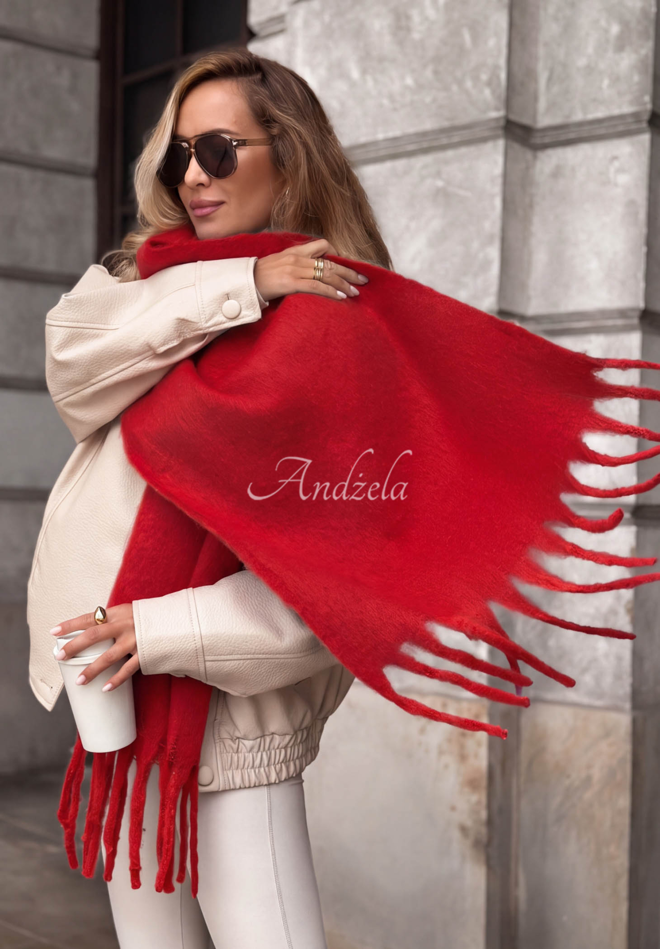 Weicher Schal mit Fransen Snow Darling Rot