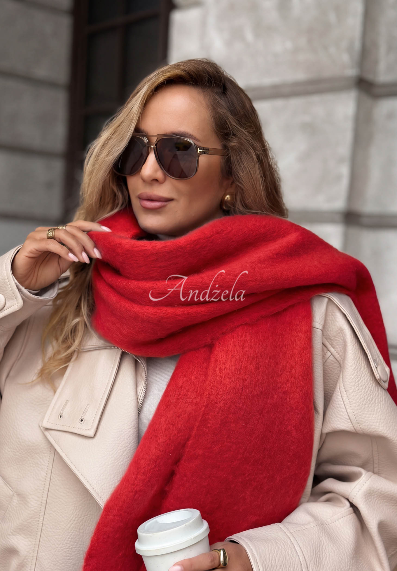Weicher Schal mit Fransen Snow Darling Rot