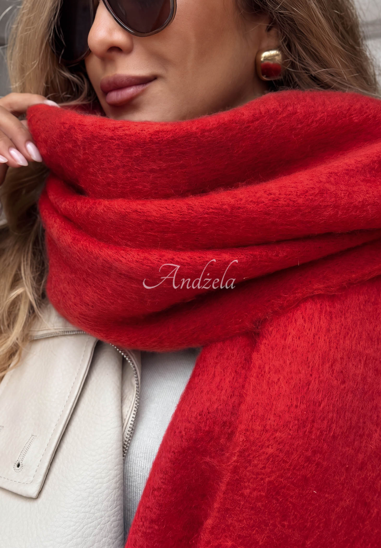 Weicher Schal mit Fransen Snow Darling Rot