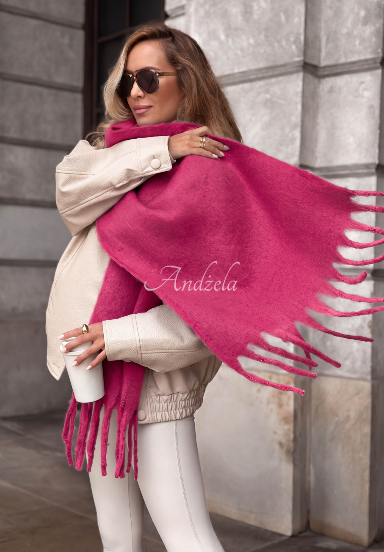 Weicher Schal mit Fransen Snow Darling Fuchsia