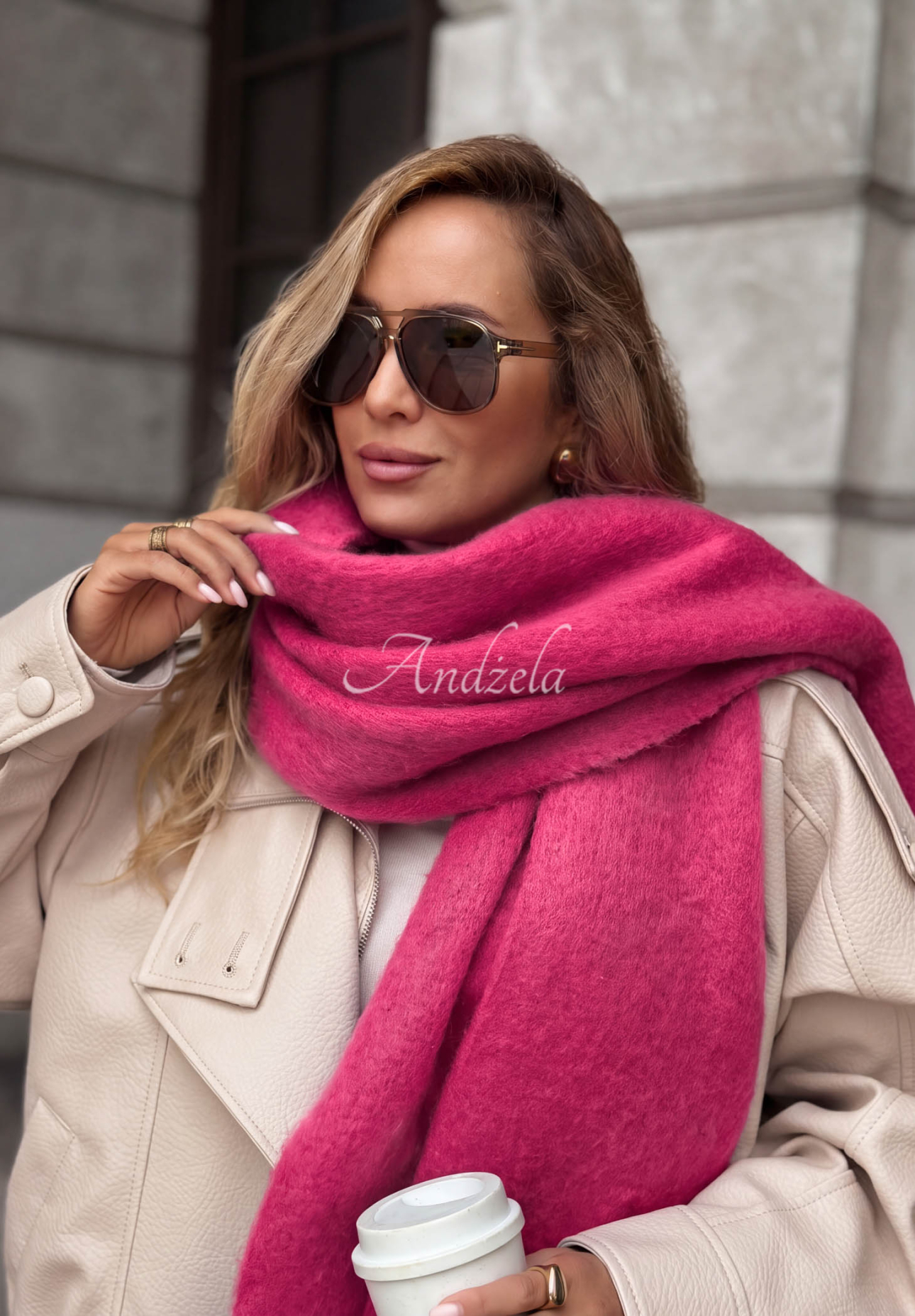 Weicher Schal mit Fransen Snow Darling Fuchsia