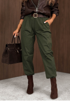 Bawełniane Hose mom fit z paskiem Casual Look Khaki