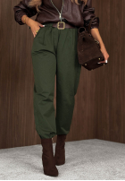 Bawełniane Hose mom fit z paskiem Casual Look Khaki
