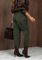 Bawełniane Hose mom fit z paskiem Casual Look Khaki