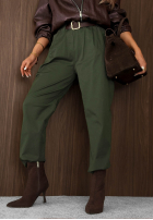 Bawełniane Hose mom fit z paskiem Casual Look Khaki