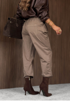 Bawełniane Hose mom fit z paskiem Casual Look Khaki