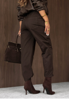 Bawełniane Hose mom fit z paskiem Casual Look Khaki