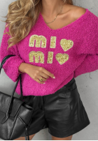Miękki Pullover z napisem Mi Mio Schokoladenbraun
