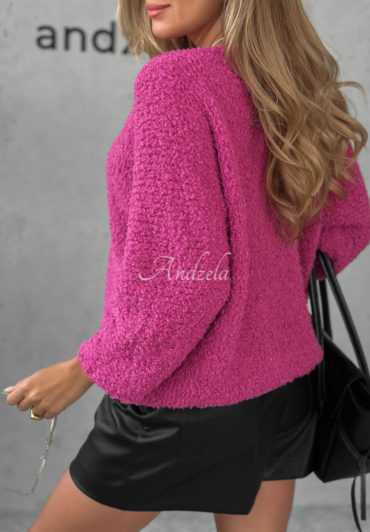 Weicher Pullover aus Mohair und Wolle Mi Mio Fuchsia
