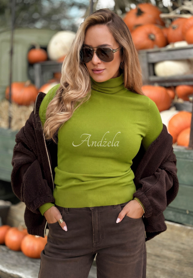 Figurnaher Rollkragenpullover Solange Olivgr&uuml;n