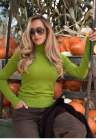 Dopasowany Pullover z golfem Solange Olivgrün