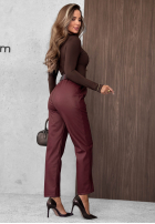Skórzane Hose skinny z paskiem Hazy Hour Burgunderrot
