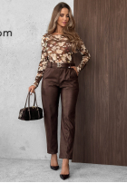 Skórzane Hose skinny z paskiem Hazy Hour Burgunderrot