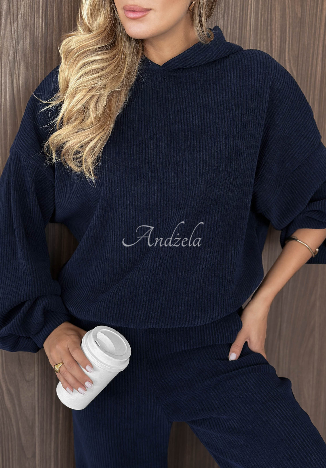 Cord-Set Sweatshirt mit Kapuze und Hose aus Baumwolle Quiet Confidence Dunkelblau