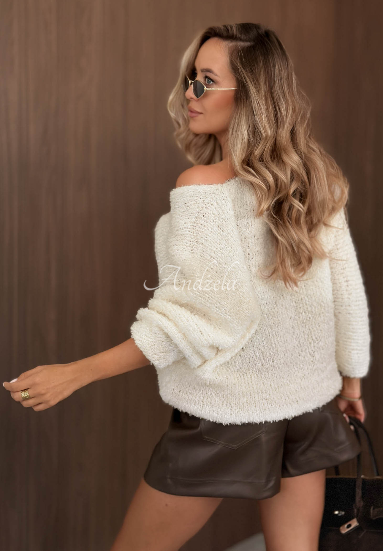 Weicher Pullover aus Mohair und Wolle Mi Mio Ecru
