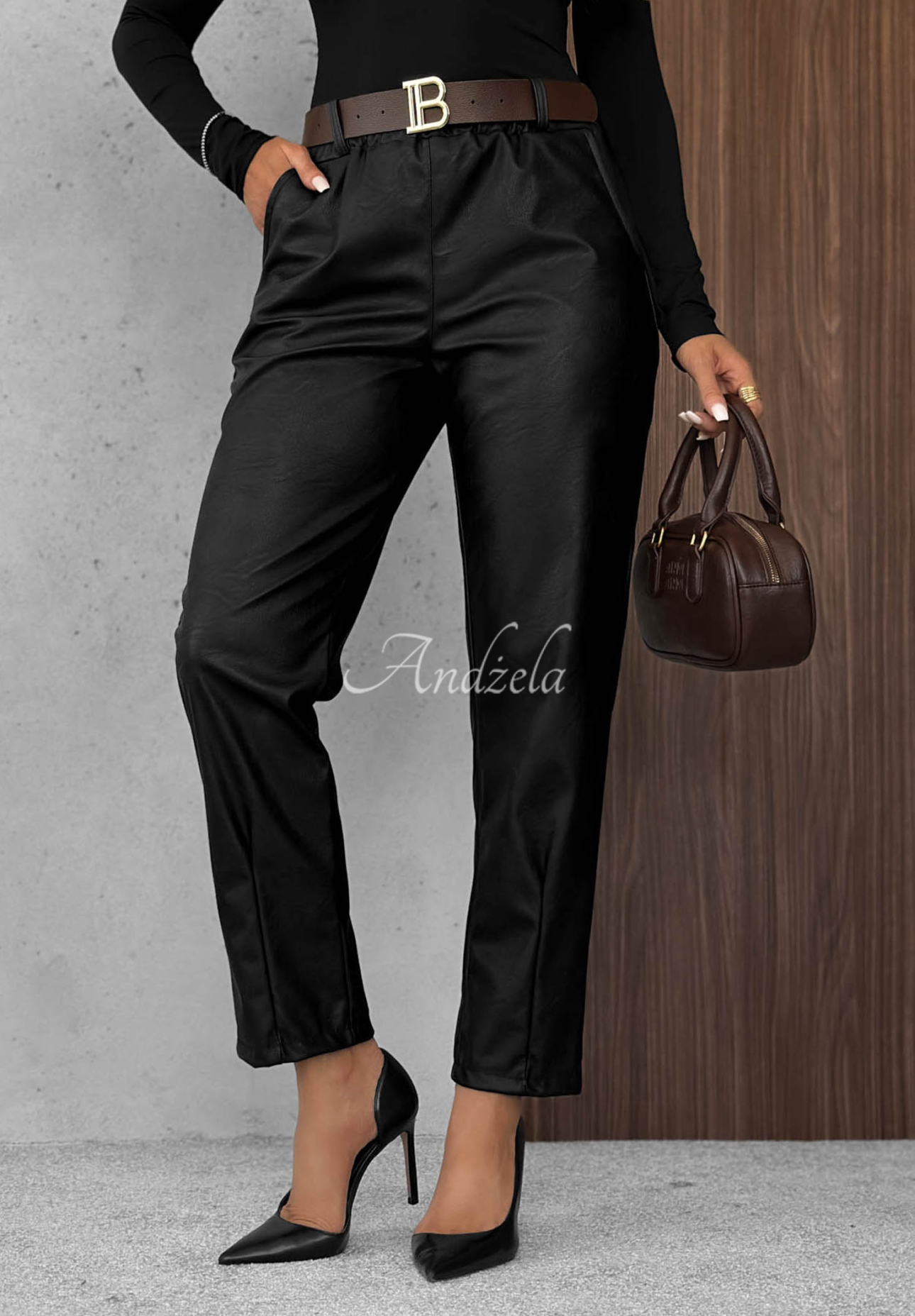 Lederhose mit Gürtel Hazy Hour Schwarz