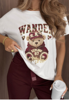 T-Shirt z nadrukiem Wander Bear Ecru