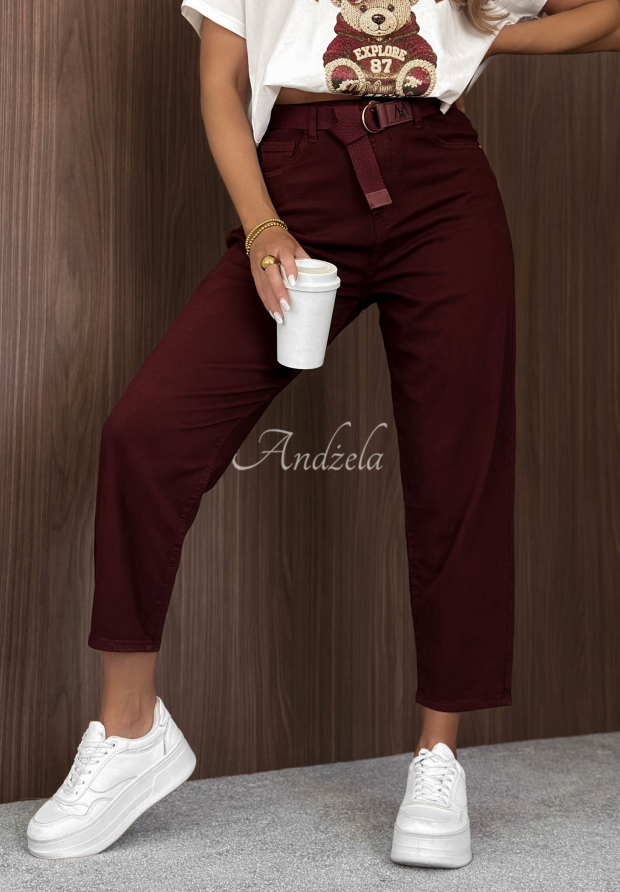 Ballonjeans mit G&uuml;rtel Give Me Time Burgunderrot