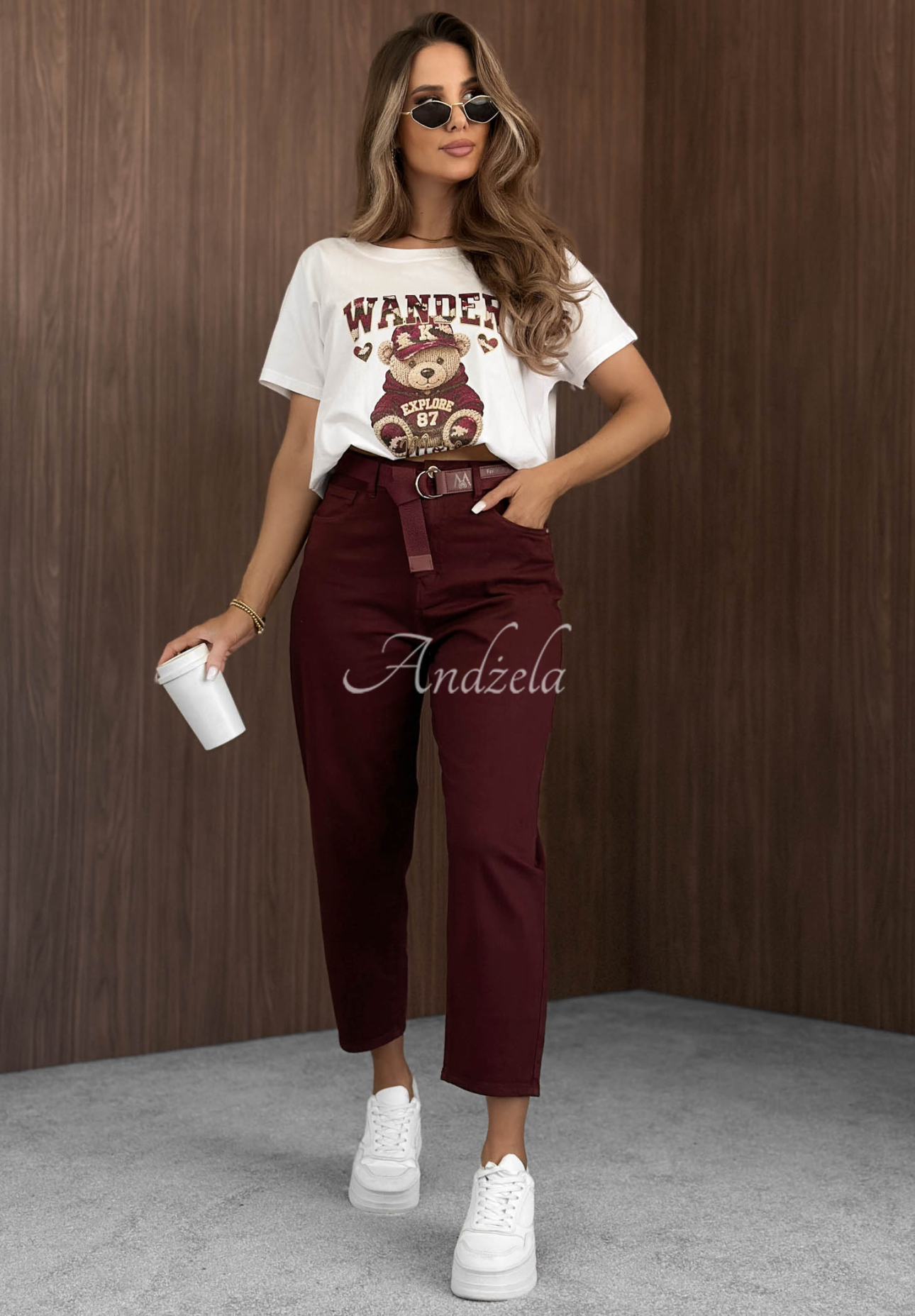 Ballonjeans mit Gürtel Give Me Time Burgunderrot