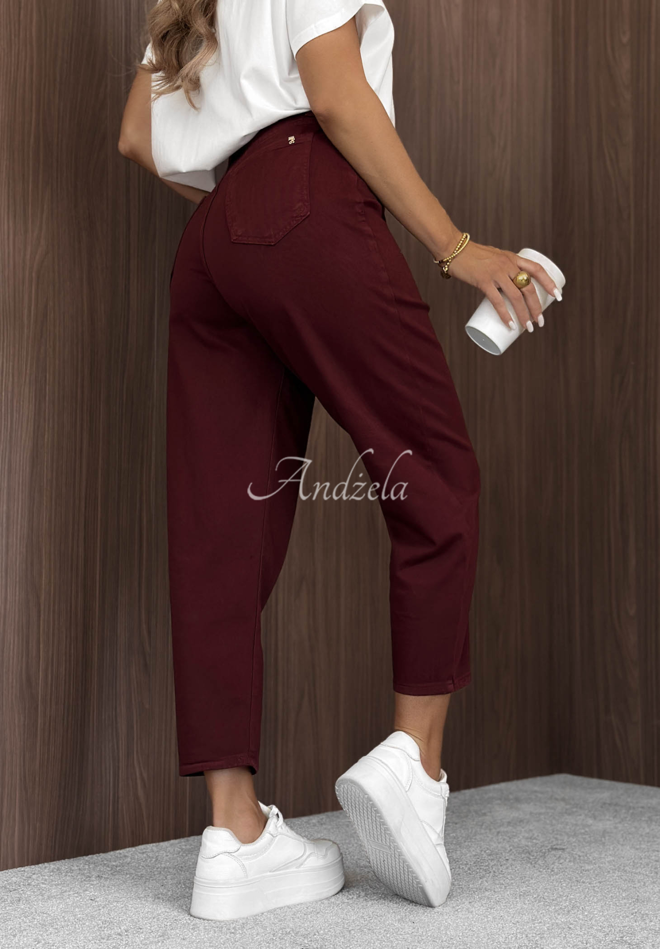 Ballonjeans mit Gürtel Give Me Time Burgunderrot