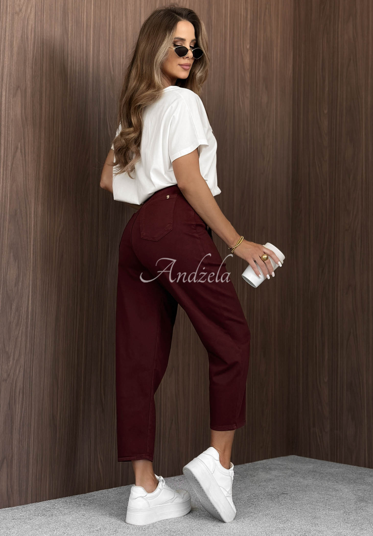 Ballonjeans mit Gürtel Give Me Time Burgunderrot
