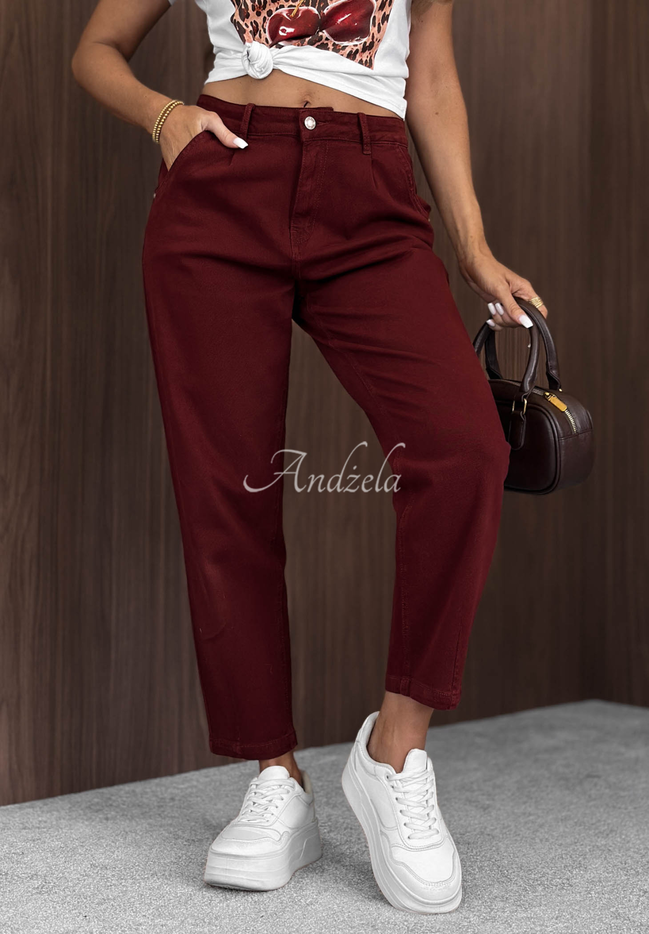 Jeans mom fit No Reason Why Burgunderrot