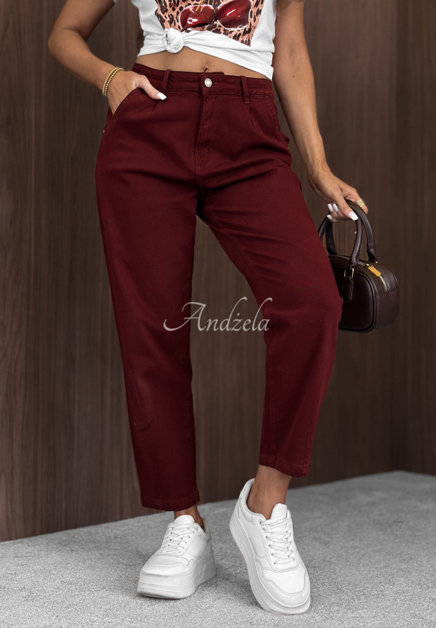Jeans mom fit No Reason Why Burgunderrot