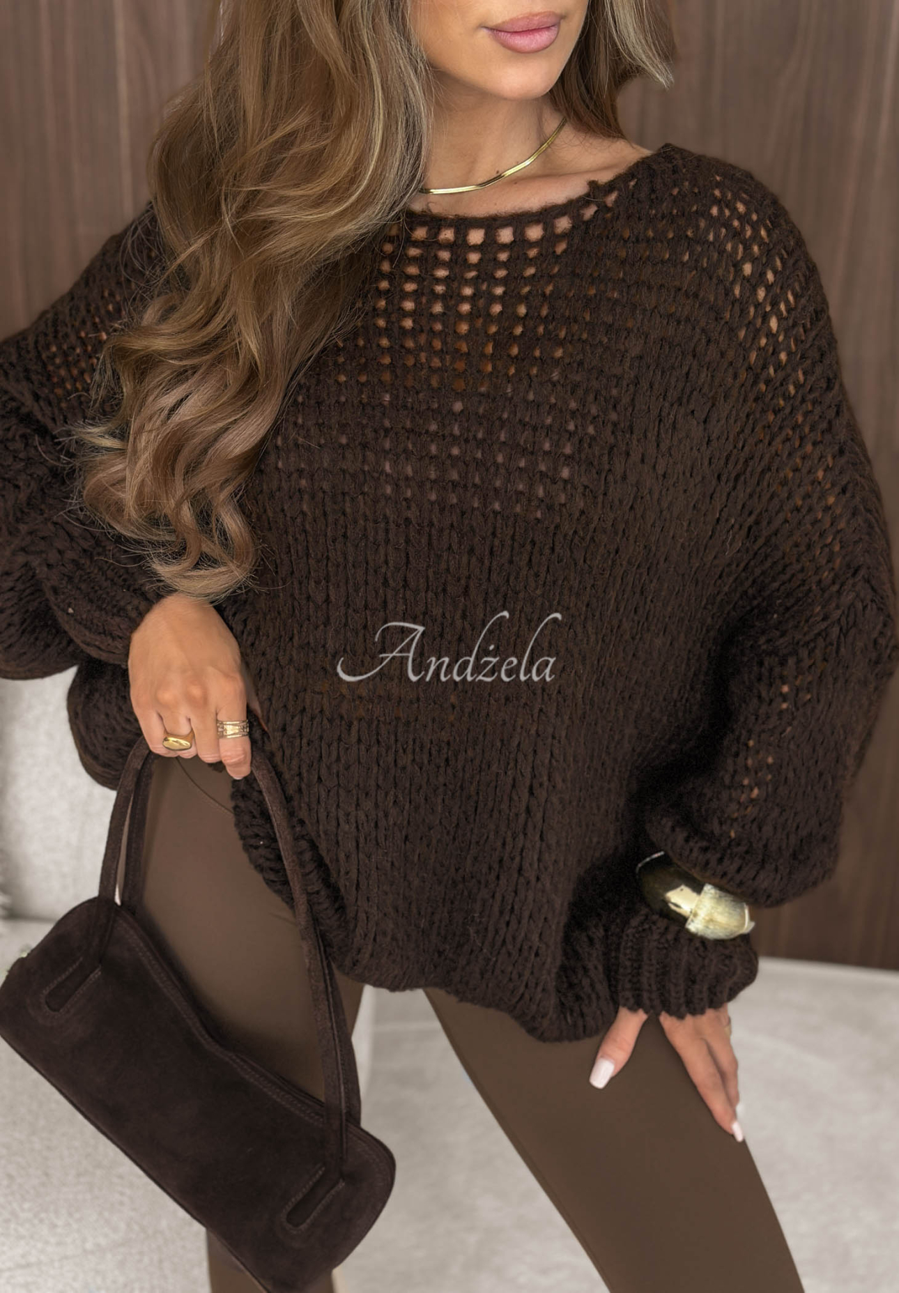 Weicher Oversize Pullover aus Wolle und Viskose Sugar Babe Schokoladenbraun