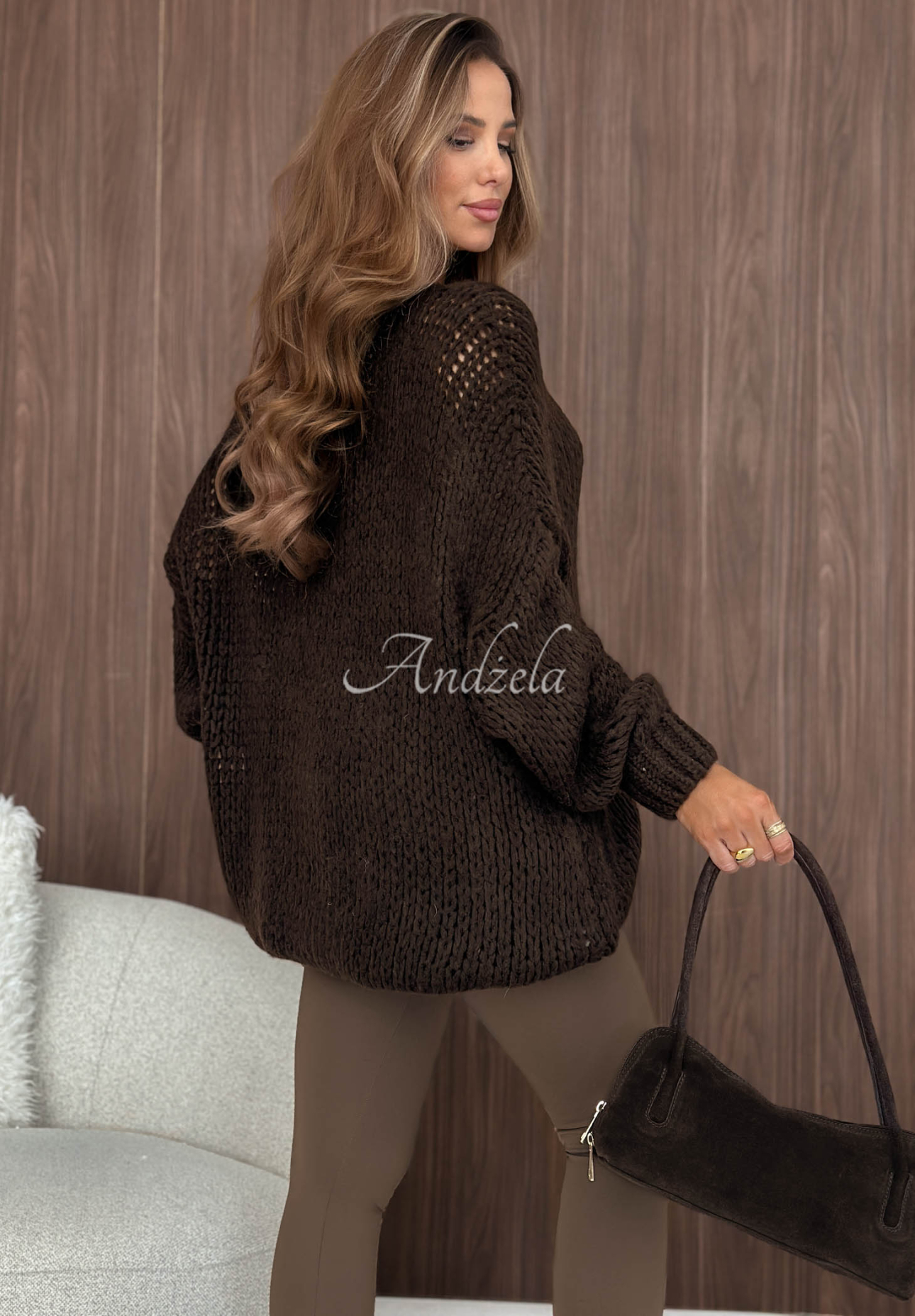 Weicher Oversize Pullover aus Wolle und Viskose Sugar Babe Schokoladenbraun