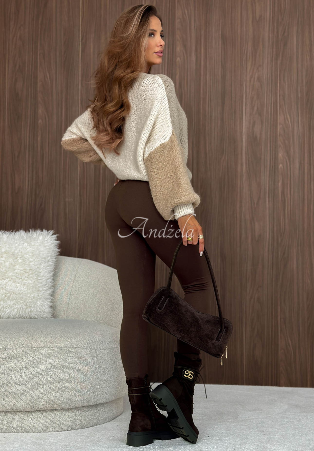 Isolierte Leggings aus Baumwolle Lucky Girl Schokoladenbraun