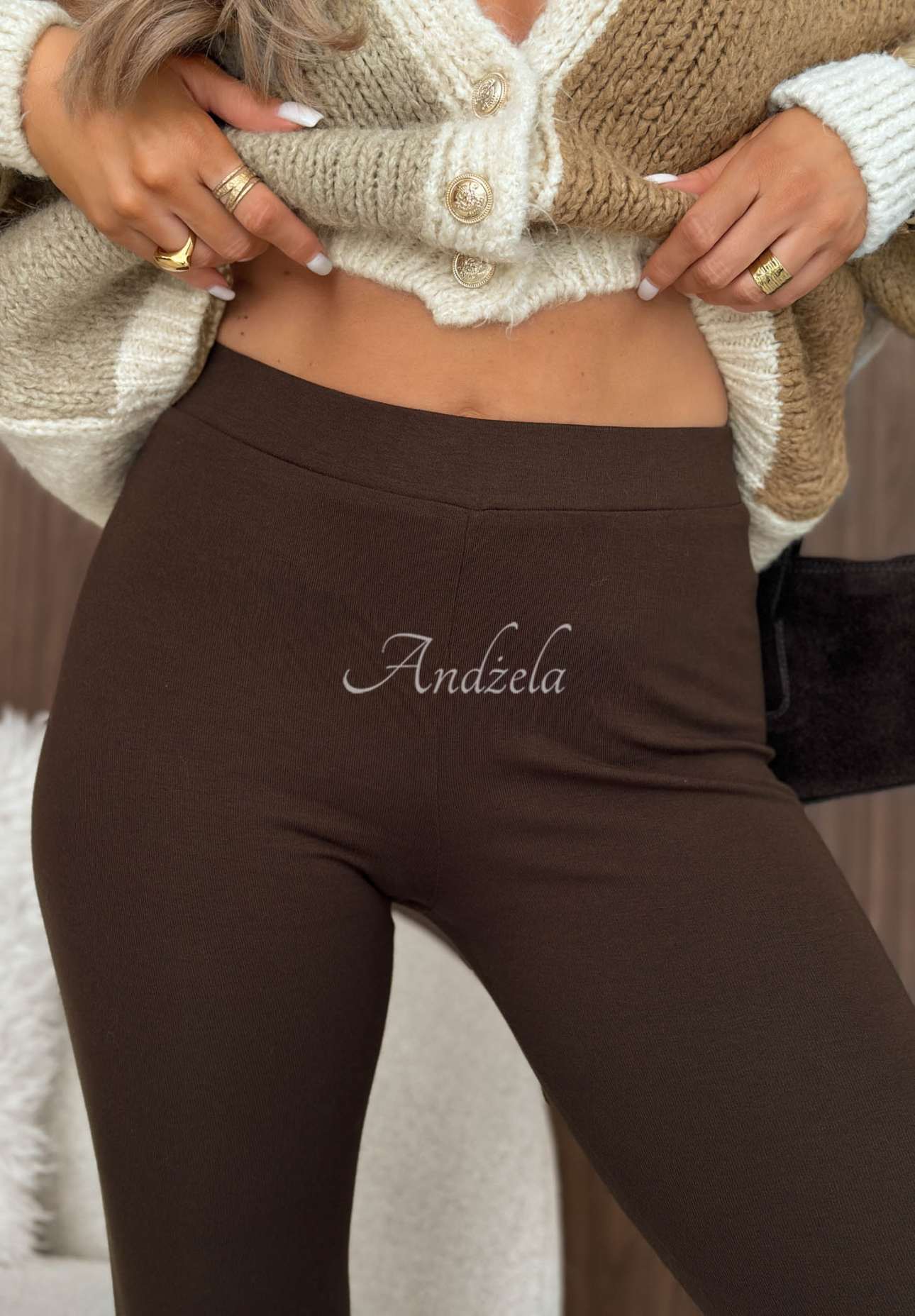 Isolierte Leggings aus Baumwolle Lucky Girl Schokoladenbraun