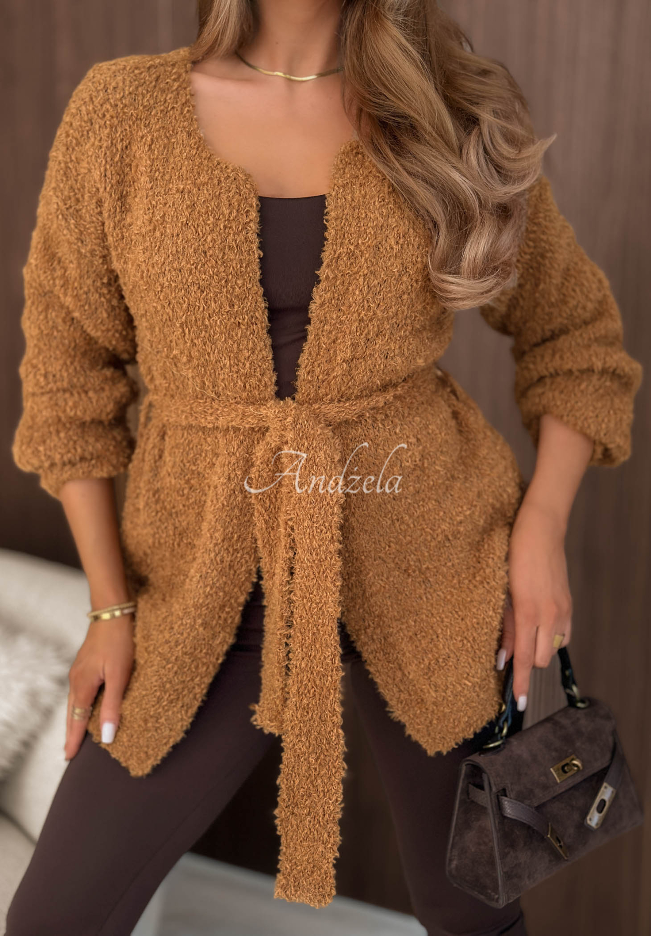 Strickjacke aus Wolle und Mohair Soft Whimsy Camel