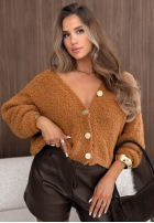 Krótki karidgan z zapięciem Rainy Caramel Camel