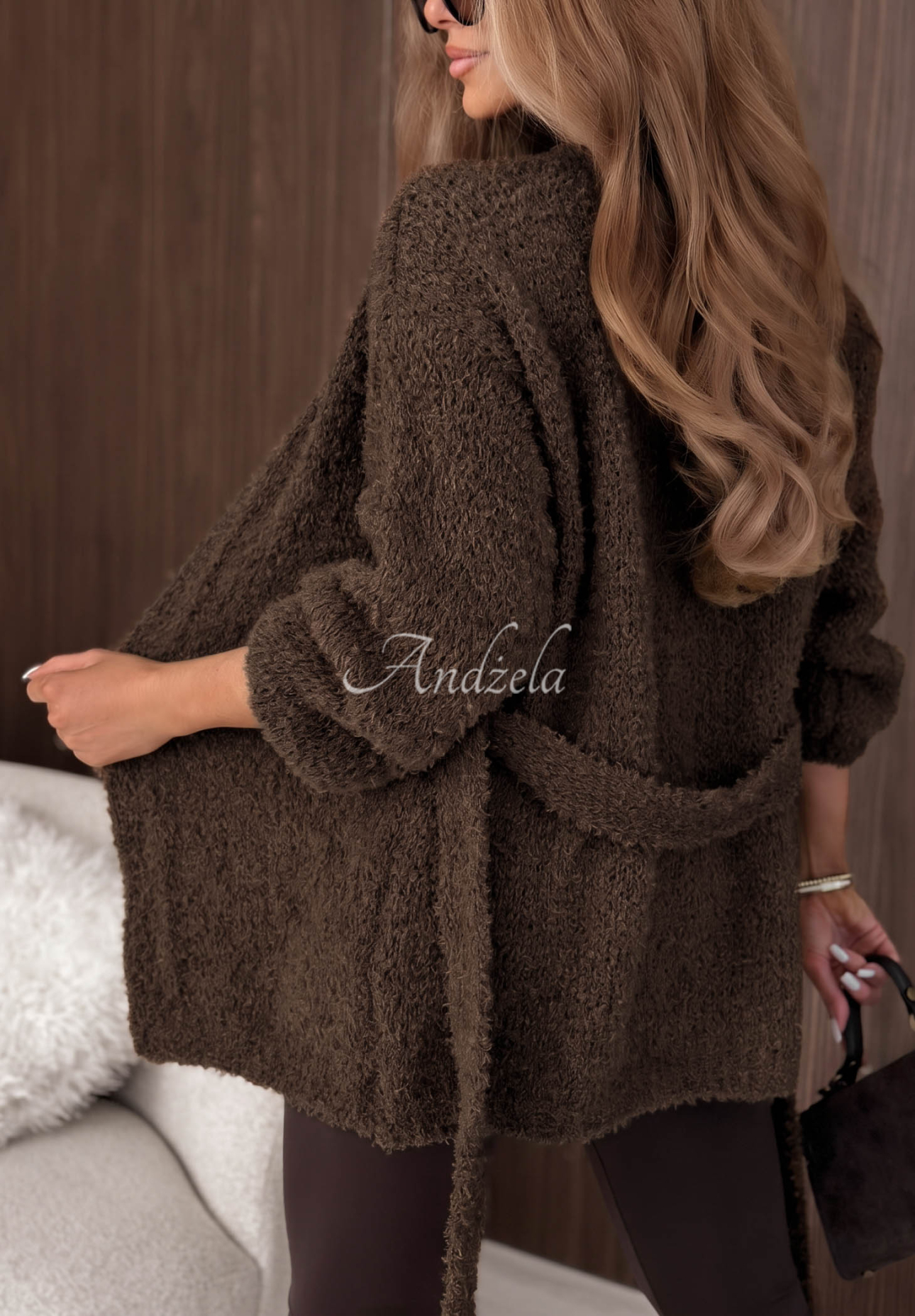 Strickjacke aus Wolle und Mohair Soft Whimsy Schokoladenbraun
