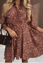 Wzorzysta Kleid mini z długimi rękawami Misty Heart Schokoladenbraun