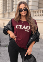 T-Shirt z napisem Ciao Bella Burgunderrot