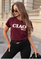 T-Shirt z napisem Ciao Bella Burgunderrot