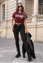 T-Shirt z napisem Ciao Bella Burgunderrot