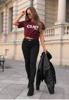 T-Shirt z napisem Ciao Bella Burgunderrot