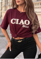 T-Shirt z napisem Ciao Bella Burgunderrot