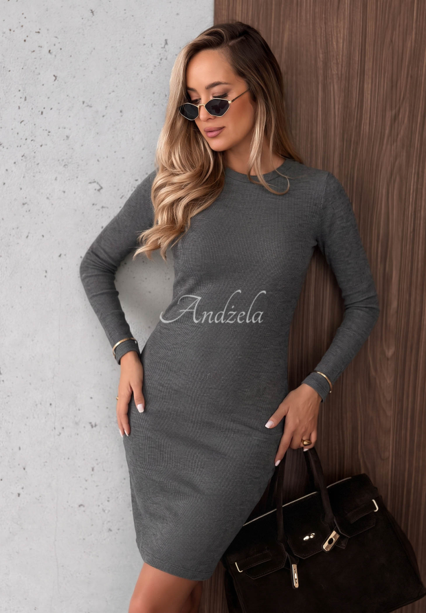 Gestreiftes Minikleid aus Baumwolle Every Season Dunkelgrau
