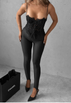 Gorsetowy top z koronką Chloe Beige
