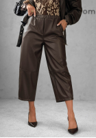 Skórzane Hose mom fit Warm Vanilla Schokoladenbraun