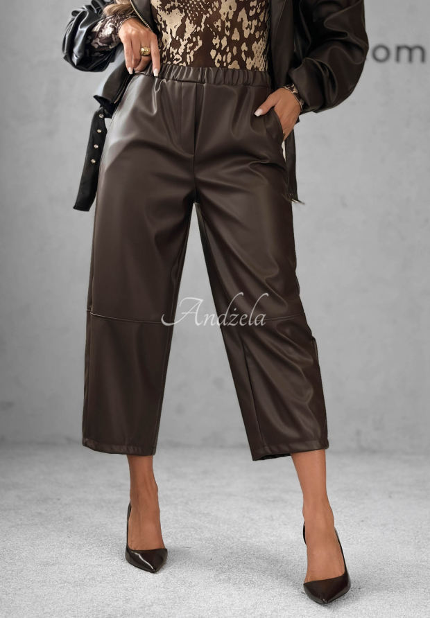 Lederhose mom fit Warm Vanilla Schokoladenbraun