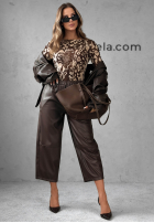 Skórzane Hose mom fit Warm Vanilla Schokoladenbraun