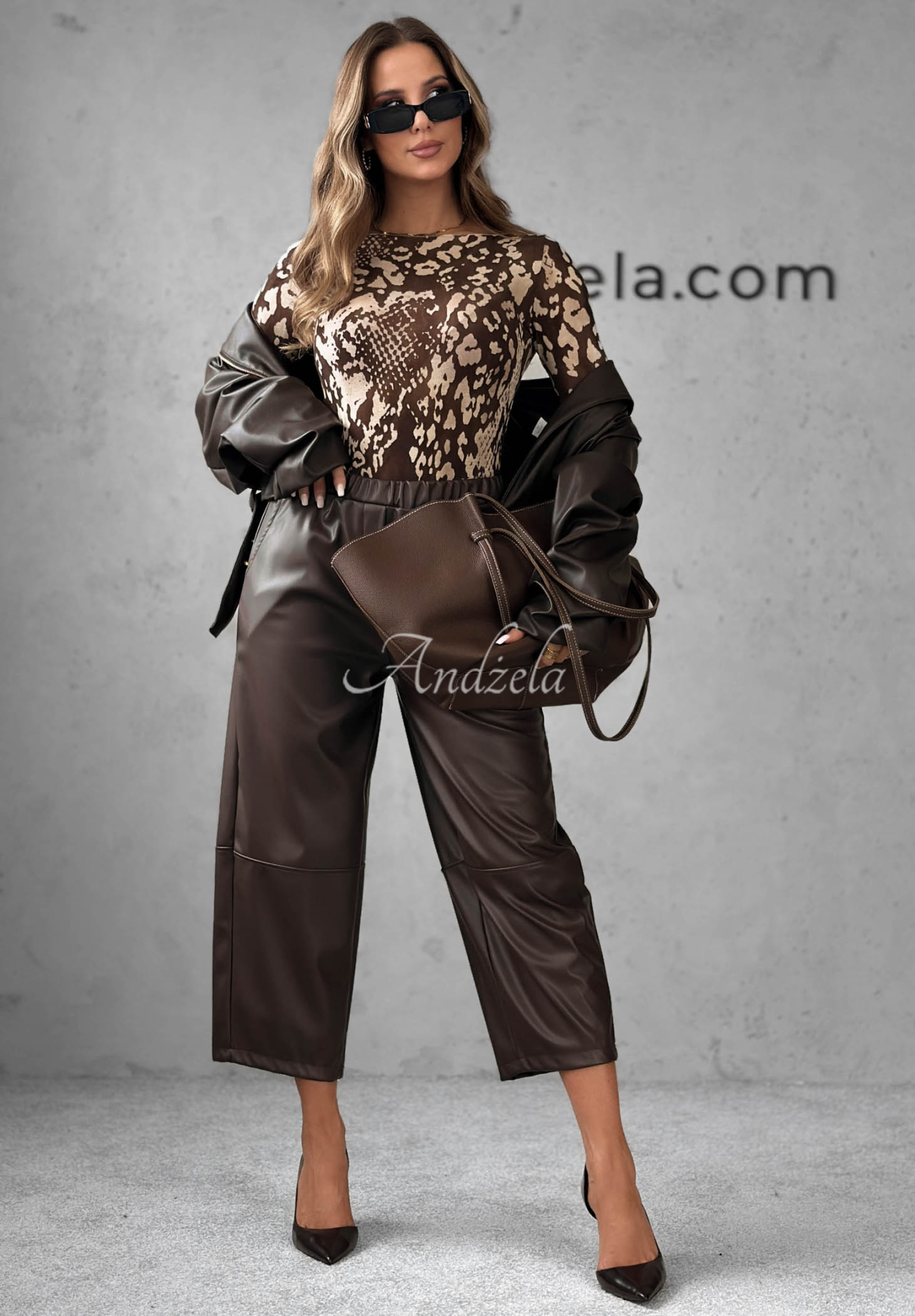 Lederhose mom fit Warm Vanilla Schokoladenbraun