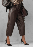Skórzane Hose mom fit Warm Vanilla Schokoladenbraun