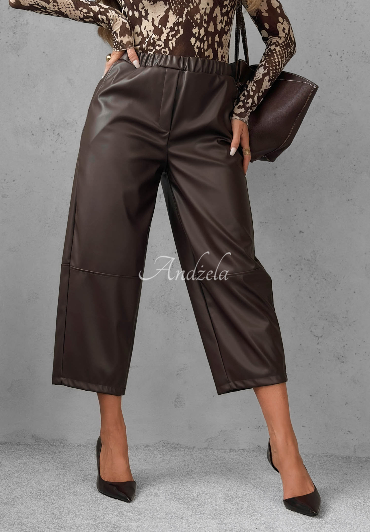 Lederhose mom fit Warm Vanilla Schokoladenbraun
